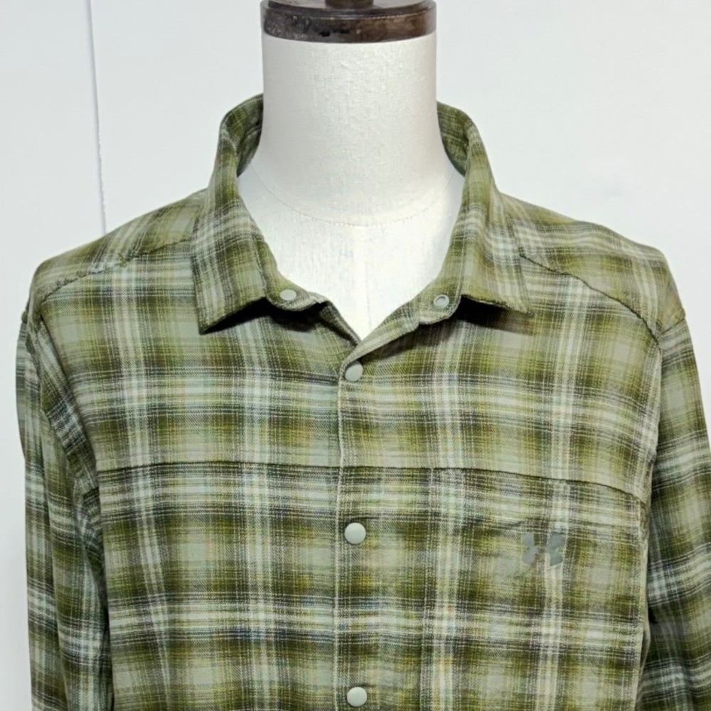 Under Armour Shirt Mens XXL Green Plaid Tradesman Flex Flannel Snap Front